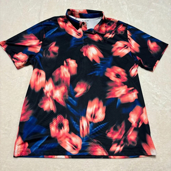 Under Armour Other - Under Armour Mens The Playoff Polo Short Sleeve Floral Blur Blue Pink XXL Golf